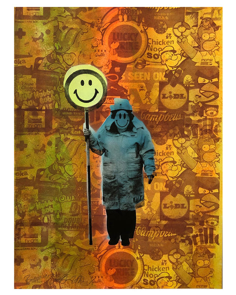 The Happy Lady Print by Barrie J Davies - unframed Silkscreen print on paper (hand finished) edition of 1/1 - A2 size 42cm x 59.4cm.  