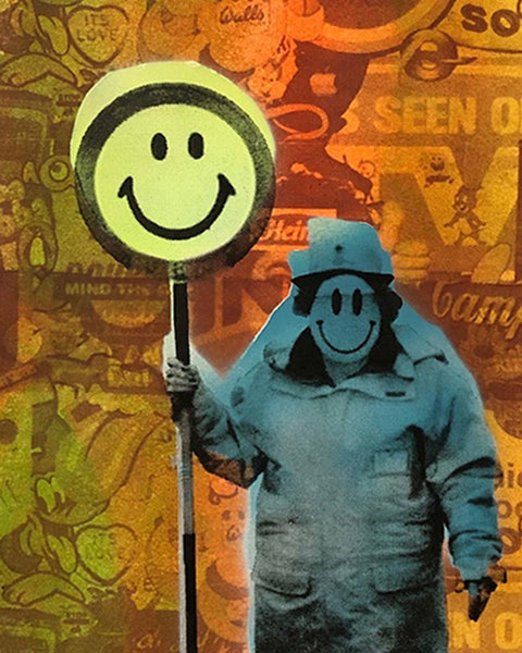 The Happy Lady Print by Barrie J Davies - unframed Silkscreen print on paper (hand finished) edition of 1/1 - A2 size 42cm x 59.4cm.  