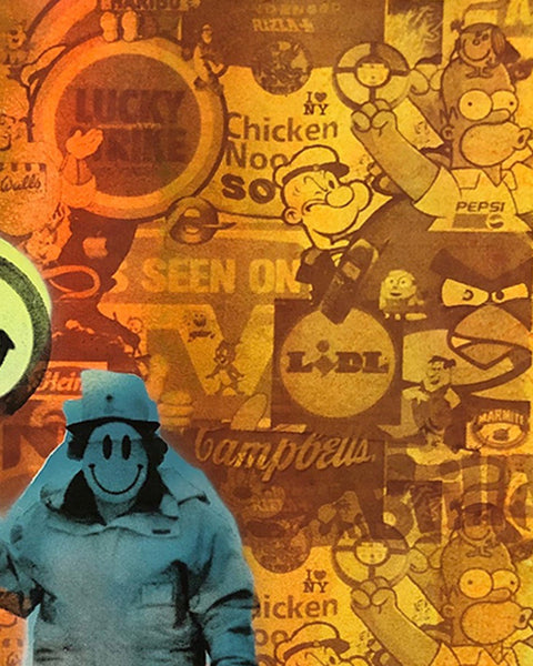 The Happy Lady Print by Barrie J Davies - unframed Silkscreen print on paper (hand finished) edition of 1/1 - A2 size 42cm x 59.4cm.  