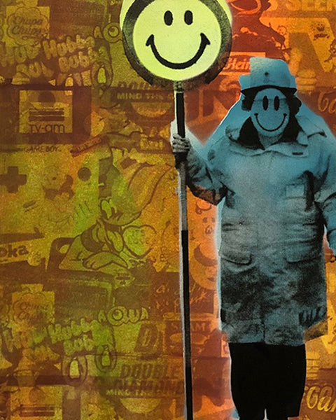 The Happy Lady Print by Barrie J Davies - unframed Silkscreen print on paper (hand finished) edition of 1/1 - A2 size 42cm x 59.4cm.  