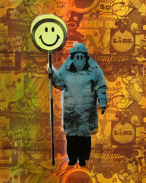 The Happy Lady Print by Barrie J Davies - unframed Silkscreen print on paper (hand finished) edition of 1/1 - A2 size 42cm x 59.4cm.  