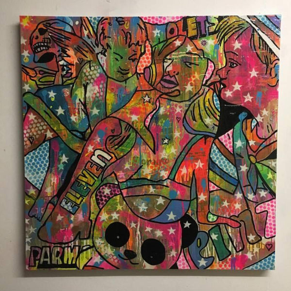 The Information Painting by Barrie J Davies, mixed media on canvas, 90cm x 90cm, unframed.