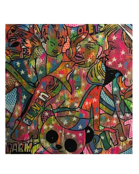 The Information Painting by Barrie J Davies, mixed media on canvas, 90cm x 90cm, unframed.