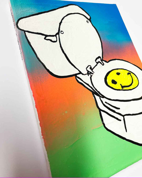 The Office Painting by Barrie J Davies, Mixed media on Canvas, 23 cm x 30 cm, Unframed and ready to hang.