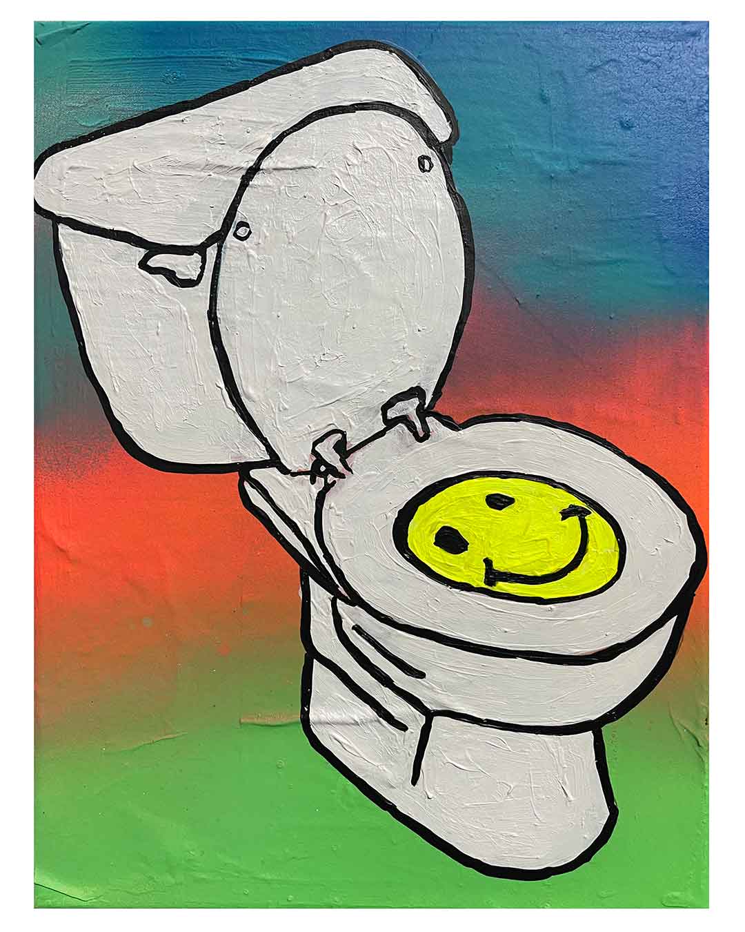 The Office Painting by Barrie J Davies, Mixed media on Canvas, 23 cm x 30 cm, Unframed and ready to hang.