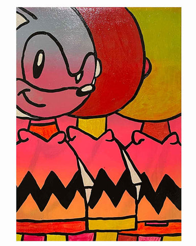 Times Three Painting by Barrie J Davies 2023, Mixed media on Canvas, 30cm x 42cm, Unframed and ready to hang.