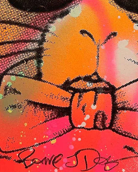 Tiny Techno Bunny Print by Barrie J Davies, Unframed Silkscreen print on paper (hand finished), edition of 1/1 A6 size 14.8cm x 10.5cm.