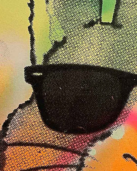 Tiny Techno Bunny Print by Barrie J Davies, Unframed Silkscreen print on paper (hand finished), edition of 1/1 A6 size 14.8cm x 10.5cm.