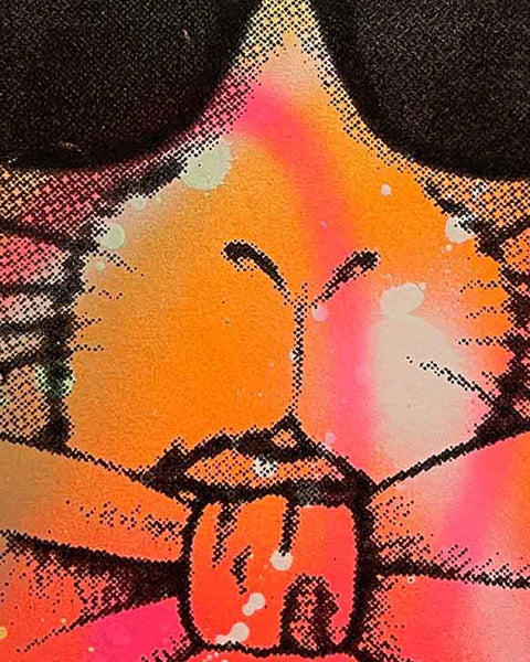 Tiny Techno Bunny Print by Barrie J Davies, Unframed Silkscreen print on paper (hand finished), edition of 1/1 A6 size 14.8cm x 10.5cm.