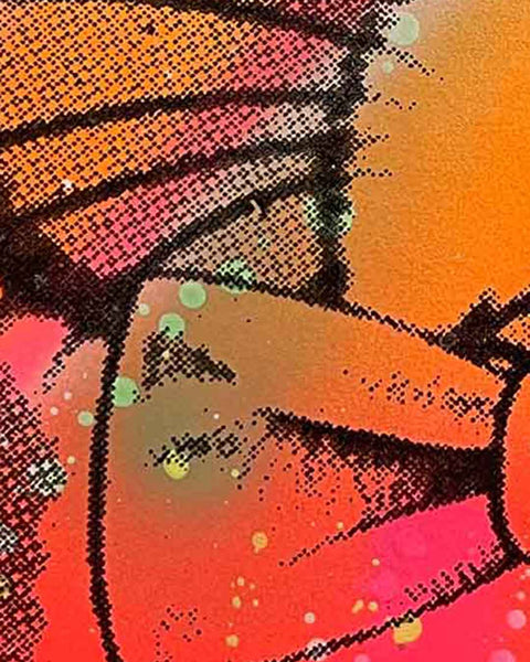 Tiny Techno Bunny Print by Barrie J Davies, Unframed Silkscreen print on paper (hand finished), edition of 1/1 A6 size 14.8cm x 10.5cm.