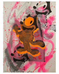 Too Cool For Cats Rave Remix Print by Barrie J Davies 2023, Unframed Silkscreen print on paper (hand finished), edition of 1/1 A2 size 42cm x 59cm.  