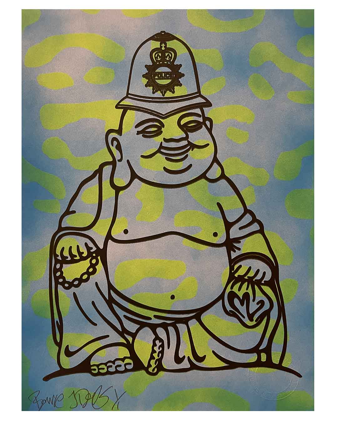 Voodoo Karma Cop Print by Barrie J Davies, unframed Silkscreen print on paper (hand finished) edition of 1/1, A4 size 21 cm x 29.7 cm.