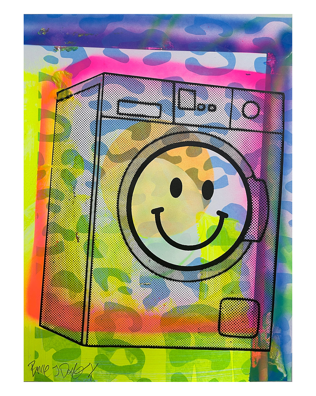 Warped Acid Rinse Print by Barrie J Davies, unframed Silkscreen print on paper (hand finished) edition of 1/1, A3 size 29.7 cm x 42 cm.
