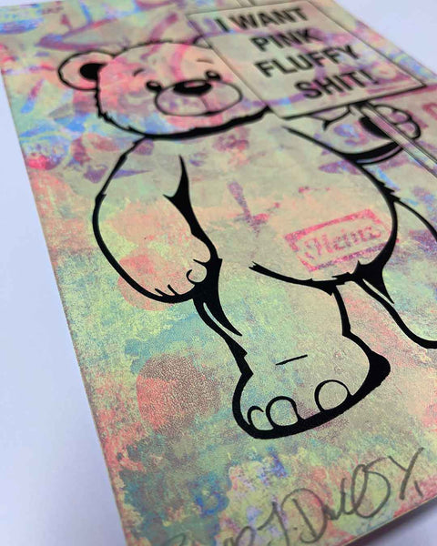 Washed Pink Fluffy Print by Barrie J Davies, unframed Silkscreen print on paper (hand finished) edition of 1/1, A4 size 21 cm x 29.7 cm.