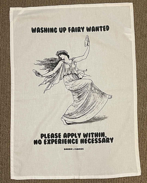 Washing Up Fairy Tea Towel by Barrie J Davies