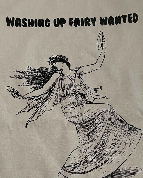 Washing Up Fairy Tea Towel by Barrie J Davies.