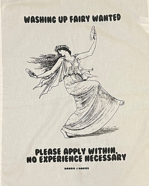Washing Up Fairy Tea Towel by Barrie J Davies.&nbsp;
