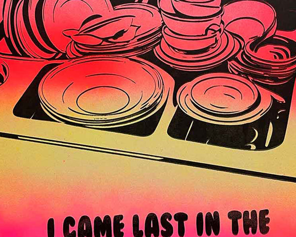 Washing Up Olympics Print by Barrie J Davies, Unframed Original Silkscreen print on paper (hand finished), edition of 1/1 A3 size 29cm x 42cm.  