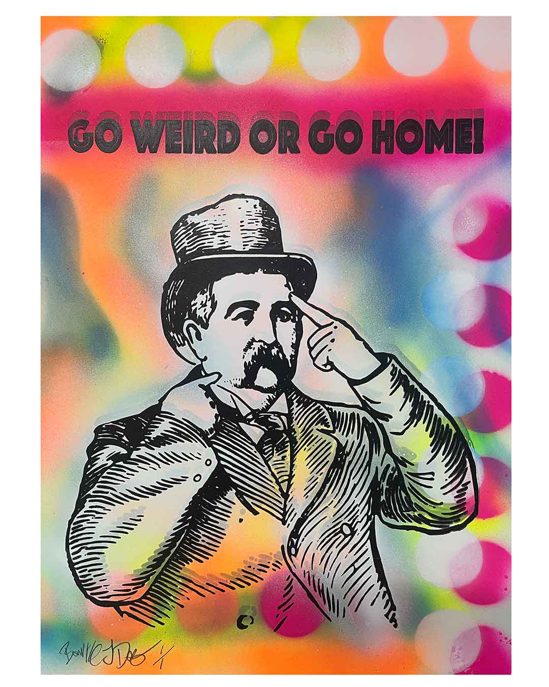 Weird Print by Barrie J Davies, Unframed Original Silkscreen print on paper (hand finished), edition of 1/1 A3 size 29cm x 42cm. &nbsp;