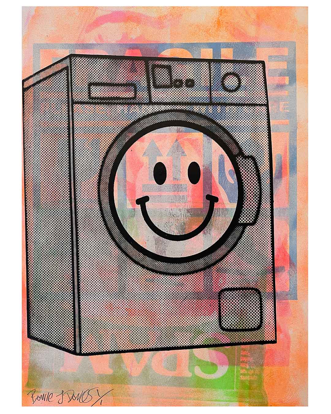 White Acid Rinse Print by Barrie J Davies, unframed Silkscreen print on paper (hand finished) edition of 1/1, A3 size 29.7 cm x 42 cm.