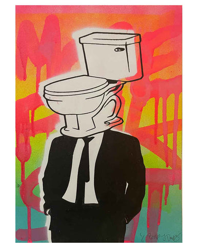 White Mr John Print by Barrie J Davies, Unframed Silkscreen print on paper (hand finished), edition of 1/1 A2 size A4 size 29 cm x 21 cm.