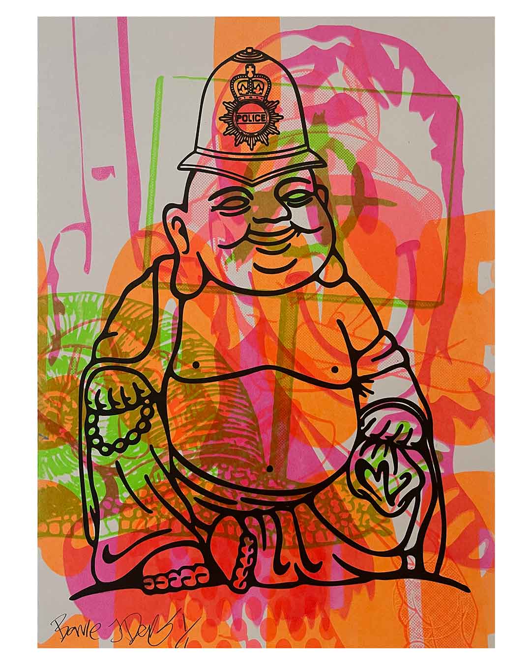 Wild Karma Cop Print by Barrie J Davies, unframed Silkscreen print on paper (hand finished) edition of 1/1, A4 size 21 cm x 29.7 cm.
