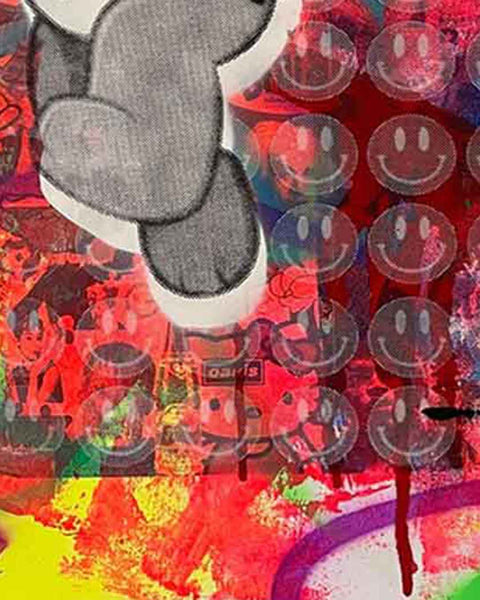 Crazy Wrong Bear Print by Barrie J Davies, unframed Silkscreen print on paper (hand finished) edition of 1/1 - A2 size 42cm x 59.4cm.