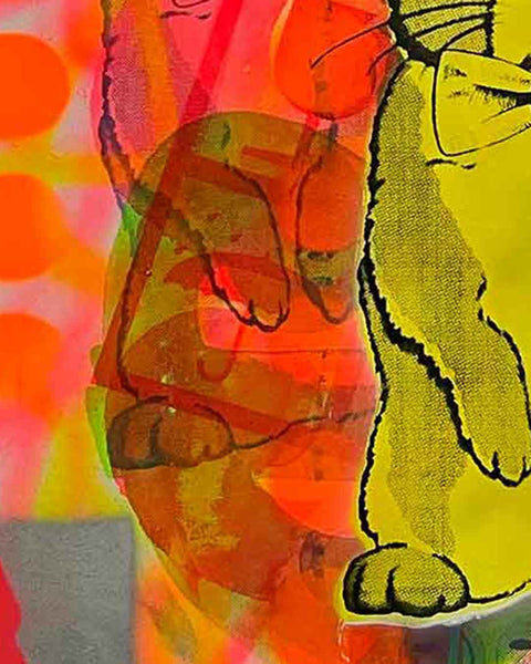 Yellow Techno Bunny Print by Barrie J Davies - Unframed Silkscreen print on paper (hand finished), edition of 1/1 A2 size 42cm x 59cm.