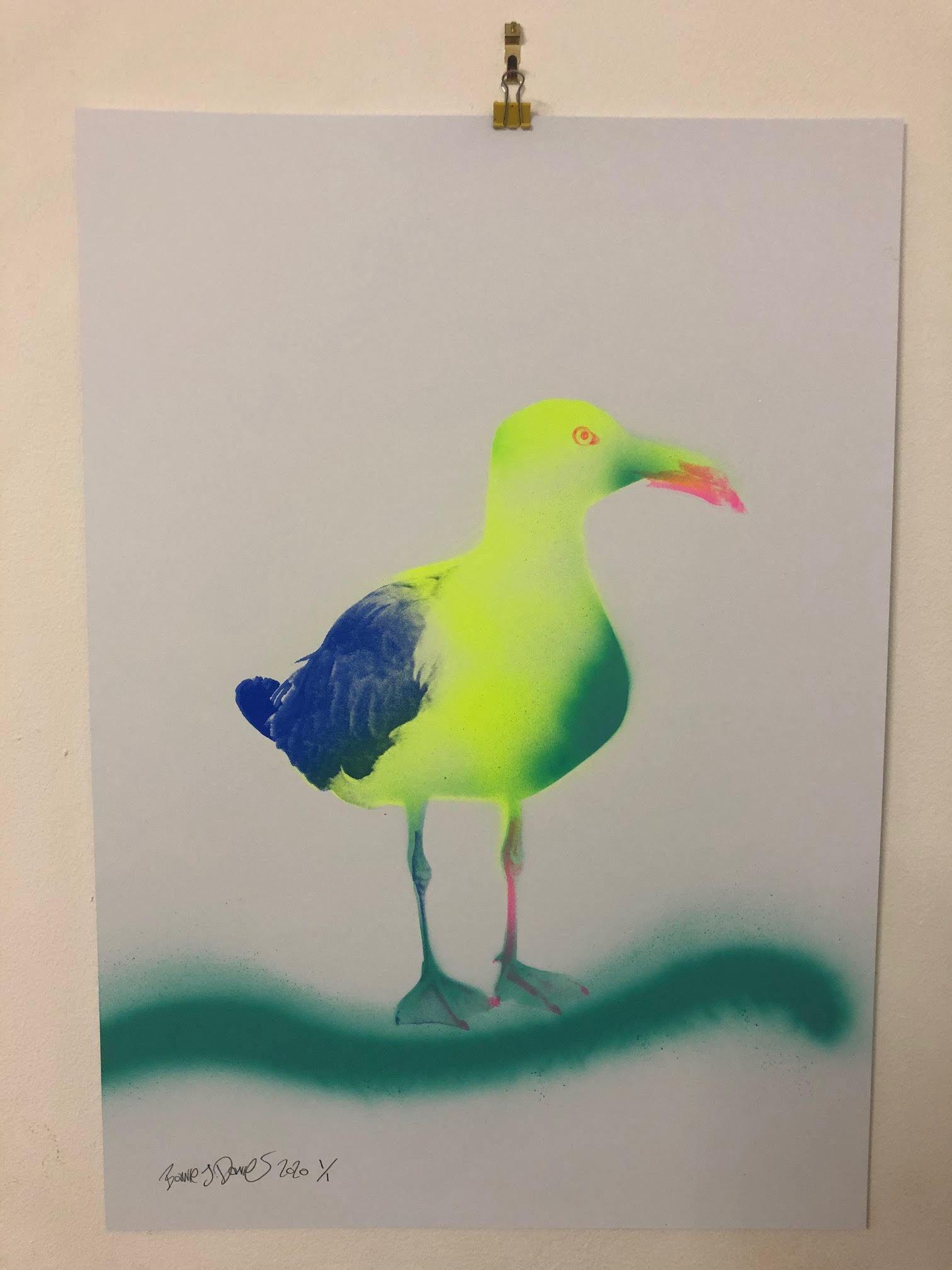 Blue Wave Feed Me Weird Things Print - BARRIE J DAVIES IS AN ARTIST