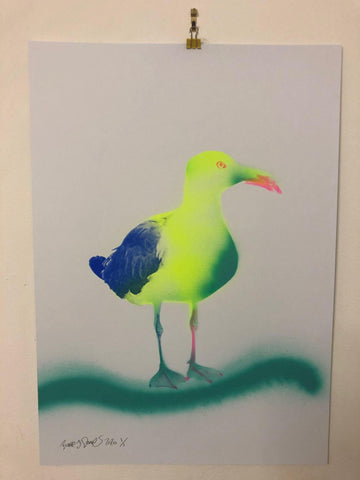 Blue Wave Feed Me Weird Things Print - BARRIE J DAVIES IS AN ARTIST