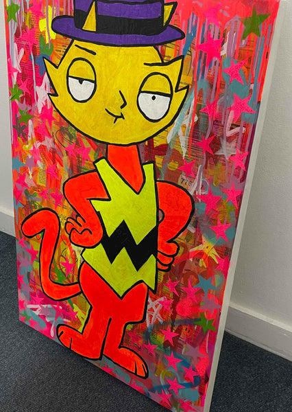 Face Shopping Painting by Barrie J Davies 2023, Mixed media on Canvas, 50cm x 75cm, Unframed and ready to hang.