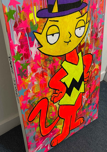 Face Shopping Painting by Barrie J Davies 2023, Mixed media on Canvas, 50cm x 75cm, Unframed and ready to hang.
