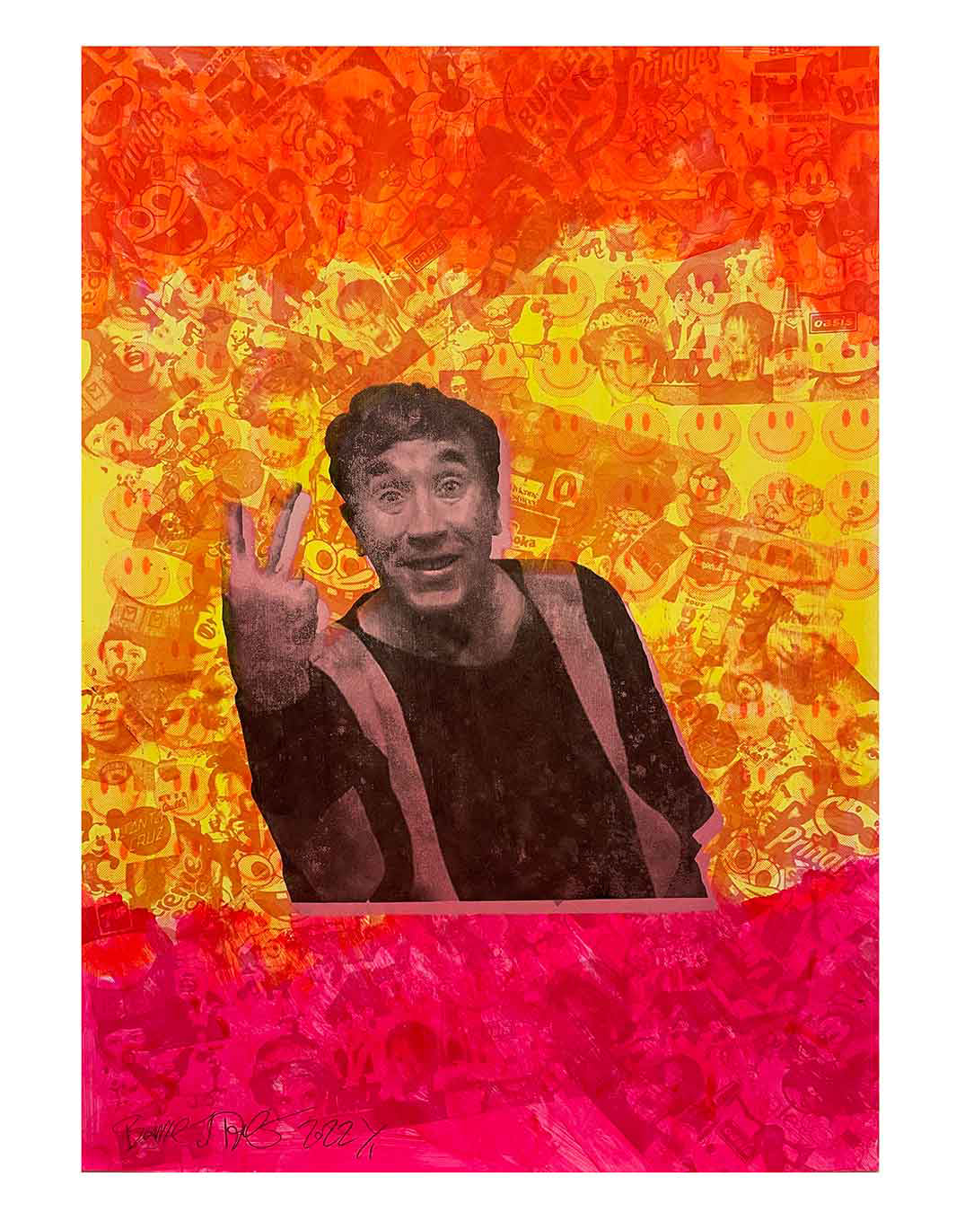 Frankie says relax sunset print by Barrie J Davies 2022, unframed Silkscreen print on paper (hand finished) edition of 1/1, A2 size 42cm x 59.4cm.  