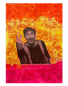 Frankie says relax sunset print by Barrie J Davies 2022, unframed Silkscreen print on paper (hand finished) edition of 1/1, A2 size 42cm x 59.4cm.  