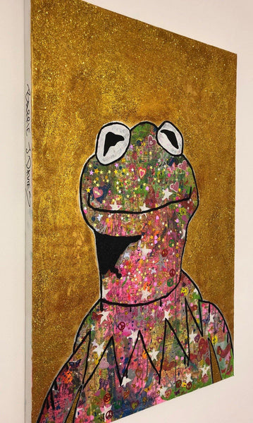 Peace Frog by Barrie J Davies 2018, mixed media on canvas, Unframed, 60cm x 100cm. Barrie J Davies is an Artist - Pop Art and Street art inspired Artist based in Brighton England UK - Pop Art Paintings, Street Art Prints & Editions available.