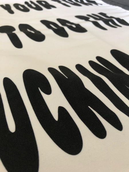 Its your turn now Tea Towel by Barrie J Davies. This funny tea towel is limited edition design by Barrie J Davies. Barrie J Davies is an Artist - Pop Art and Street art inspired Artist based in Brighton England UK - Pop Art Paintings, Street Art Prints & Editions available