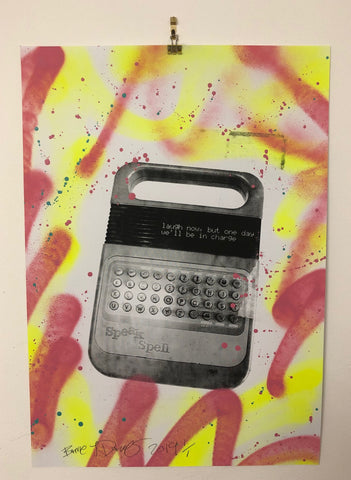 Laugh now print by Barrie J Davies 2019 - unframed Silkscreen print on paper (hand finished) edition of 1/1 - A2 size 42cm x 59cm. Barrie J Davies is an Artist - Urban Pop Art and Street art inspired Artist based in Brighton England UK - Pop Art Paintings, Street Art Prints & collectables. 