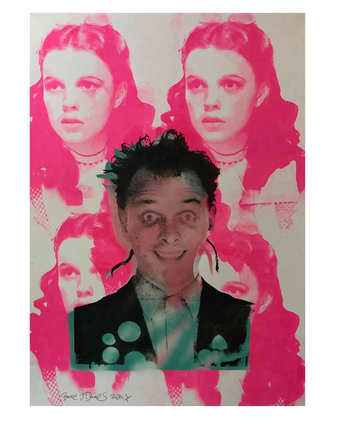 Rick Under The Rainbow Print by Barrie J Davies 2020 - unframed Silkscreen print on paper (hand finished) edition of 1/1 - A2 size 42cm x 59.4cm.  