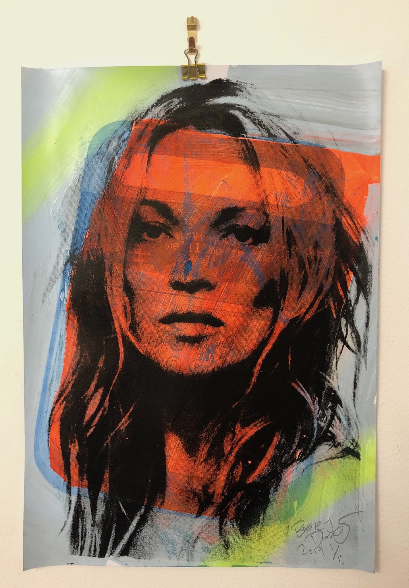 Super Kate Print by Barrie J Davies 2019 -unframed Silkscreen print on paper (hand finished) edition of 1/1 - A3 size, 29cm x 42cm.