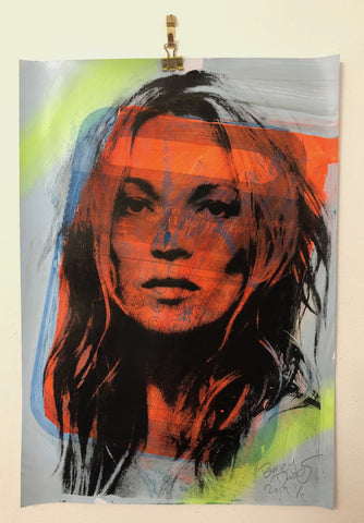 Super Kate Print by Barrie J Davies 2019 -unframed Silkscreen print on paper (hand finished) edition of 1/1 - A3 size, 29cm x 42cm.
