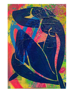 After Matisse Painting by Barrie J Davies 2022, Mixed media on Canvas, 21cm x 29cm, Unframed and ready to hang.
