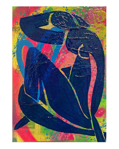 After Matisse Painting by Barrie J Davies 2022, Mixed media on Canvas, 21cm x 29cm, Unframed and ready to hang.