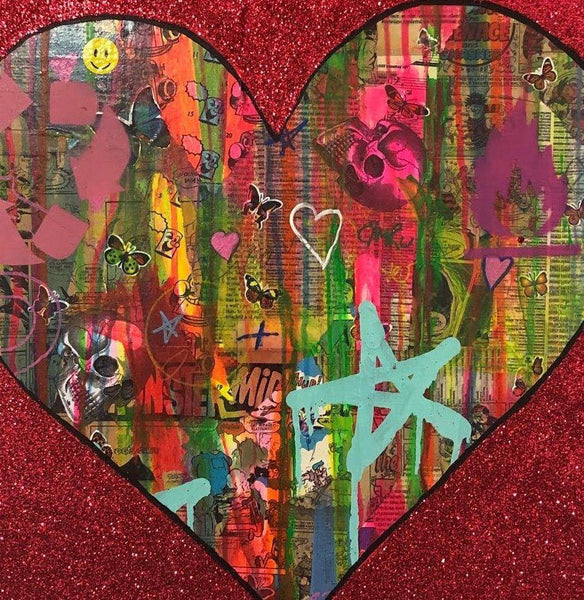 All is Full of Love by Barrie J Davies 2019, mixed media on canvas, Unframed, 50cm x 75cm. Barrie J Davies is an Artist - Pop Art and Street art inspired Artist based in Brighton England UK - Pop Art Paintings, Street Art Prints & Editions available.