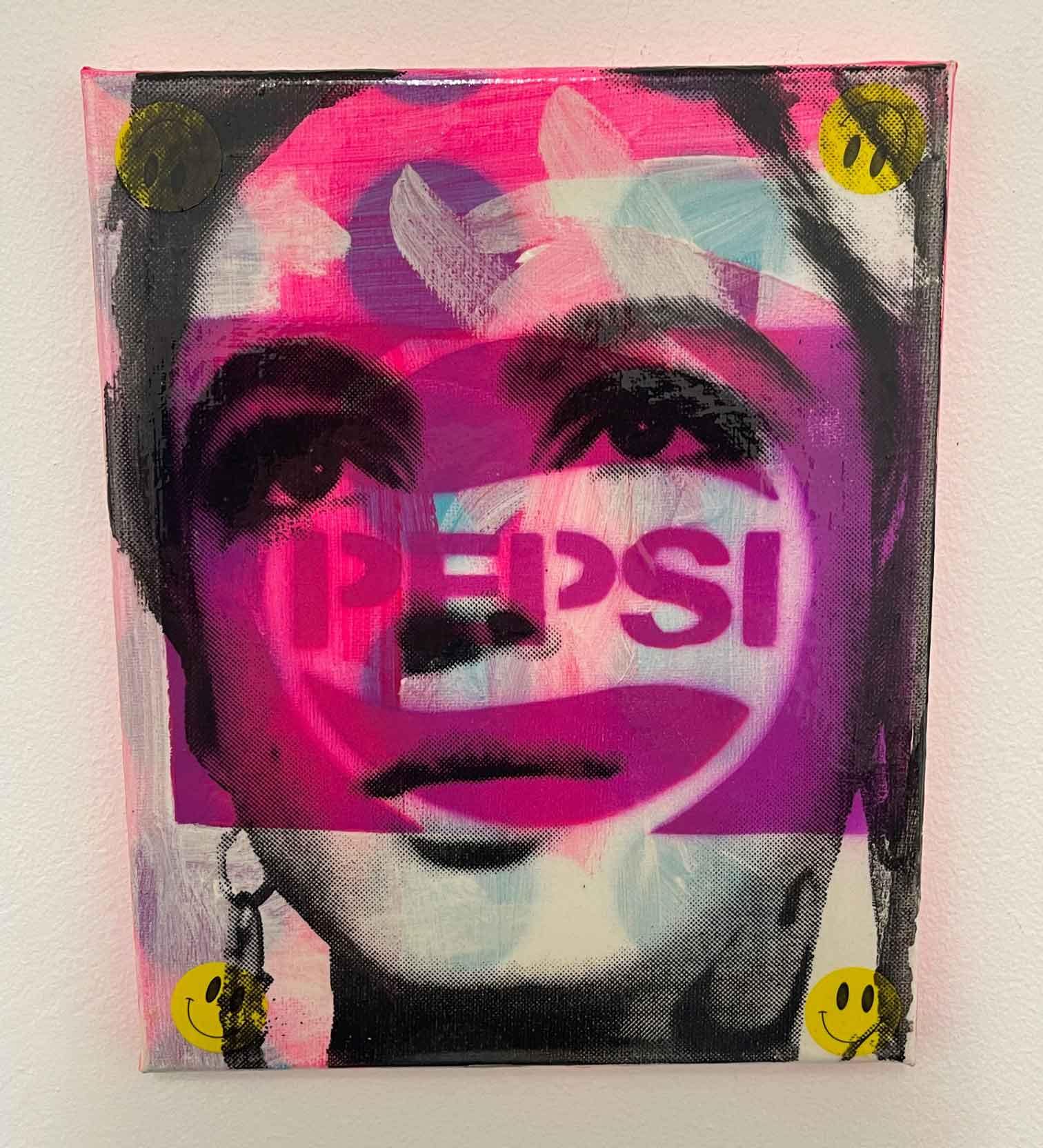 Art Star Drink painting by Barrie J Davies 2021, Mixed media on Canvas, 25cm x 30cm, Unframed.