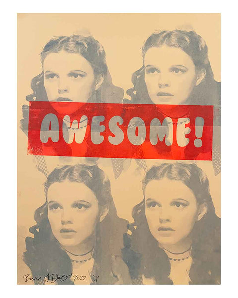 Awesome Over The Rainbow Print by Barrie J Davies 2022, Unframed Silkscreen print on paper (hand finished), edition of 1/1 A2 size 42cm x 59cm. 