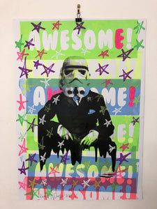Awesome Rider of the storm Stars Print by Barrie J Davies 2021, Unframed Silkscreen print on paper (hand finished) edition of 1/1. 61cm x 43cm.
