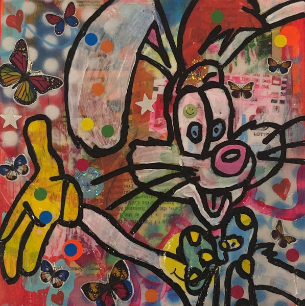 Baby Lemonade by Barrie J Davies 2019, Mixed media on Canvas, 20cm x 20cm, Unframed. Barrie J Davies is an Artist - Urban Pop Art & Street art Artist based in Brighton England UK - Pop Art Paintings, Street Art Prints & Editions available. 