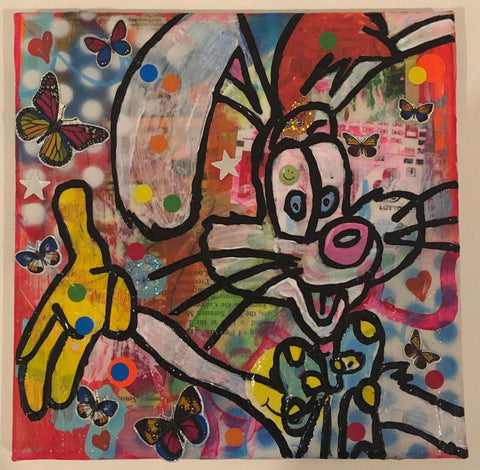 Baby Lemonade Painting by Barrie J Davies 2019, Mixed media on Canvas, Unframed and ready to hang, 20cm x 20cm.