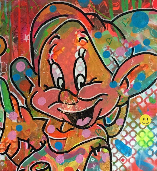 Back in the day by Barrie J Davies 2018, mixed media on canvas, Unframed, 50cm x 75cm. Barrie J Davies is an Artist - Psychedelic pop surreal street art inspired Artist based in Brighton England UK - Paintings, Prints & Editions available.