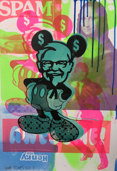 Blue Mad Mickey Mash Up Print - BARRIE J DAVIES IS AN ARTIST